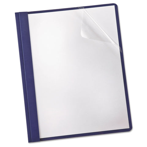 Oxford Clear Front Report Cover, 3 Prong, 1/2 inch Capacity, Navy, Letter Size, 25 per Box (53343EE)