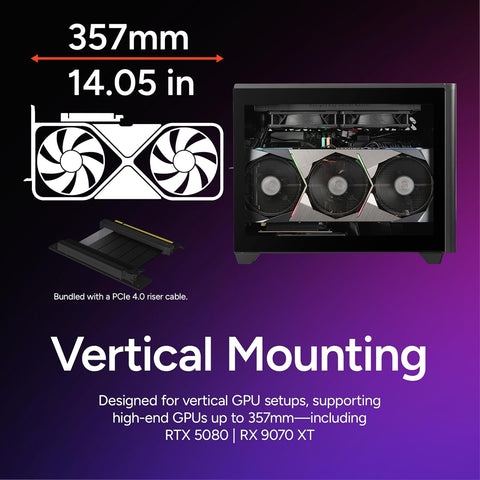 Cooler Master NR200P V2 Mini-ITX PC Case Ready, Top-Mount 280mm AIO, 357mm Vertical GPU Mount, Designed Ready Nvidia RTX 5090 | AMD RX 9070 XT, SFX PSU – Ready to Install, Tempered Glass, DIY