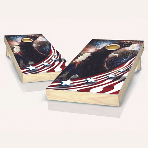 Skip's Garage Bald Eagle Fireworks Cornhole Set - 2x4 Boards (Corn Filled Bags) - NO Accessories