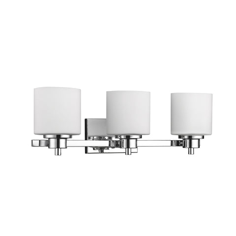 Chloe Lighting SOLBI Contemporary 3 Light Chrome Finish Bath Vanity Wall Fixture White Alabaster Glass 24" Wide