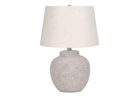 Monarch Specialties I 9732 LightingTable Lamp, Cream Concrete, Ivory/Cream Shade, Modern