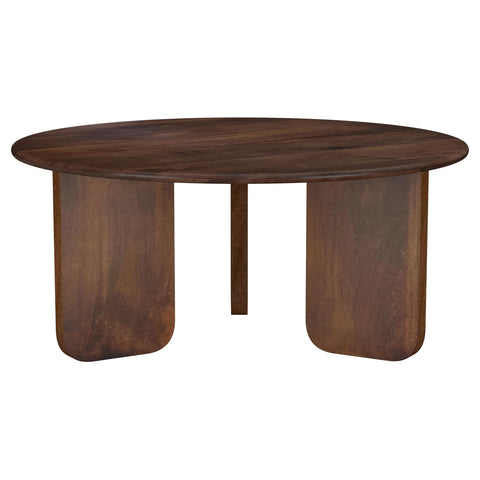 Coaster Home Furnishings - Dale - Mango Wood - Round Coffee Table with Slab Base, Circular Top, Angle Leg Design - Living Room - 37 Inch - Brown - 721998