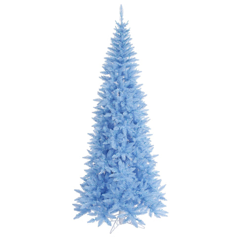 Vickerman 9' Sky Blue Fir Slim Artificial Christmas Tree, Unlit - Faux Blue Christmas Tree - Seasonal Indoor Home Decor