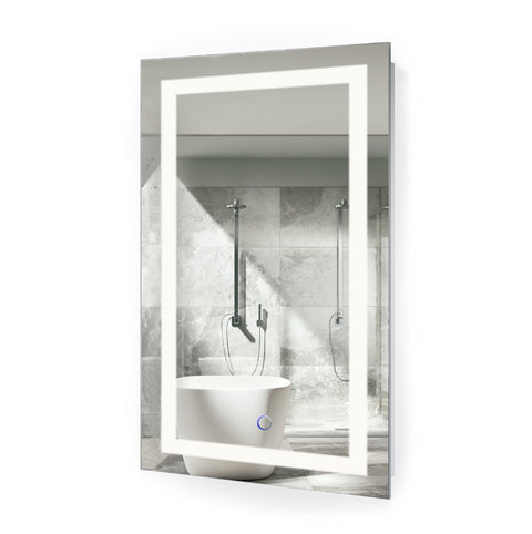 Krugg | 18 Inch X 30 Inch LED Bathroom Mirror | Lighted Vanity Mirror Includes Dimmer & Defogger | Wall Mount Vertical or Horizontal Installation