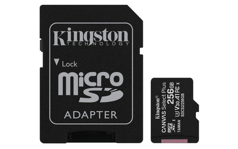 Kingston 256GB Canvas Select Plus microSDXC Card | Up to 100MB/s | A1 Class 10 UHS-I | with Adapter | SDCS2/256GB