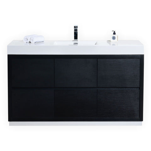 Bliss 60? Black Single Sink Floor Mount Modern Bathroom Vanity