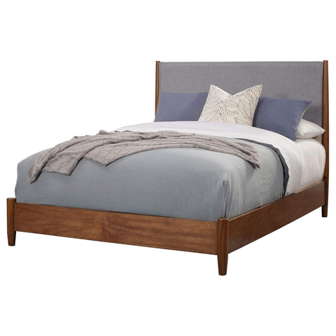 Oakestry Flynn California King Platform Bed Grey Solid Wood Modern Mid Century Bedroom Furniture Sturdy Spacious Durable Comfortable Low Profile Frame Chic Timeless Versatile Bedframe