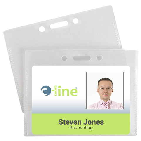 C-Line Proximity Badge Holders, PVC-Free Poly, Horizontal, 3-1/2 x 2-3/8 Inches, 50-Pack (89932)