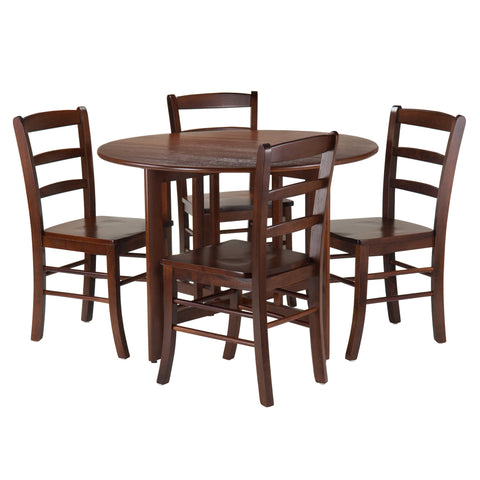 Winsome Wood Alamo 5-Pc Round Drop Leaf Table with 4 Ladder Back