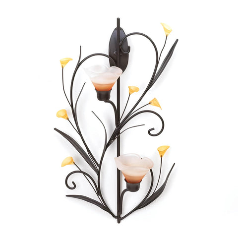 Zingz & Thingz Lilies Tealight Candle Holder Amber Lilies Sconce