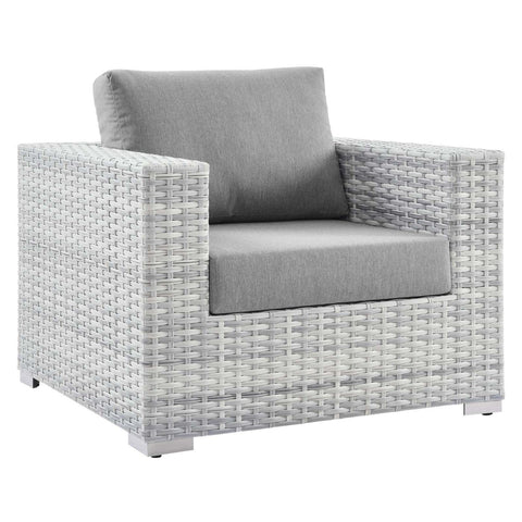 Modway Convene Wicker Rattan Outdoor Patio Armchair in Light Gray Gray