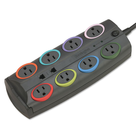 Kensington SmartSockets 8-Outlet, 8-Foot Cord, & 3090 Joules Premium Surge Protector (K62691NA) Gray