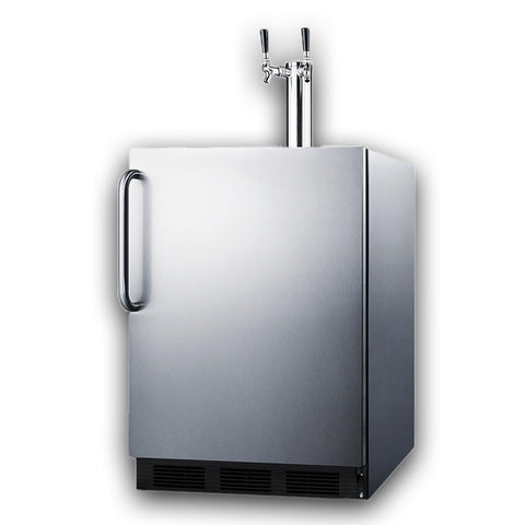 ADA compliant commercial outdoor beer cooler in complete stainless steel, designed for built-in or freestanding use