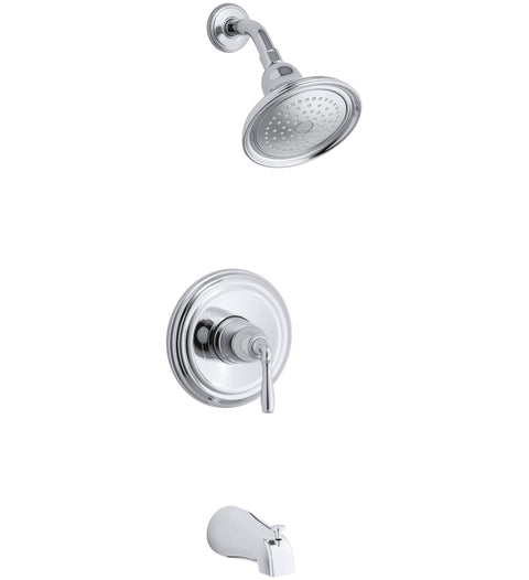 KOHLER TS395-4S-CP Devonshire(R) Rite-Temp(R) Bath and Shower Valve Trim with Lever Handle, Slip-fit spout and 2.5 gpm showerhead