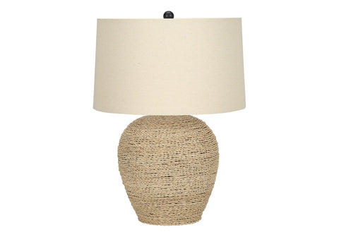 Monarch Specialties I 9713 LightingTable Lamp, Rattan, Beige Shade, Transitional