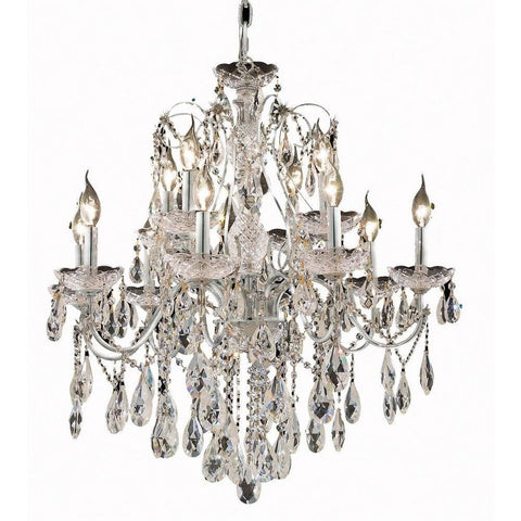 Elegant Lighting 2016D28C/RC Royal Cut Clear Crystal St. Francis 12-Light, Two-Tier Crystal Chandelier, 28" x 28", Chrome Finish