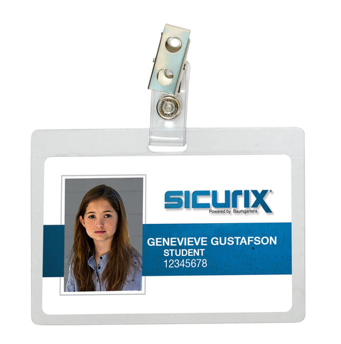 SICURIX Self Laminating Badge Holder, Horizontal, 3.5 X 2.25, Clear, 25/Pack