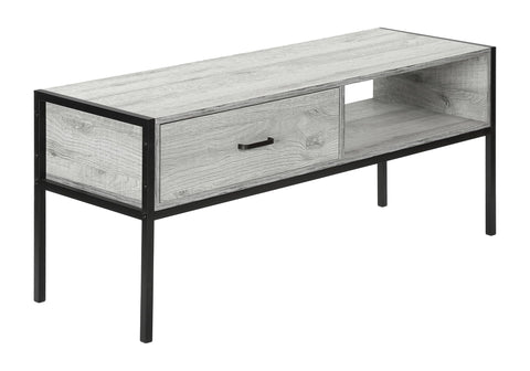 Monarch Specialties 2875 Tv Stand, 48 Inch, Console, Media Entertainment Center, Storage Drawer, Living Room, Bedroom, Laminate, Metal, Grey, Black Stand-48, 47.25" L x 15.75" W x 19.75" H