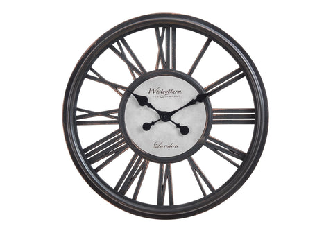 Monarch Specialties I 9093 Clocks, 18" Round, Wall Clock, Antique Black, Transitional