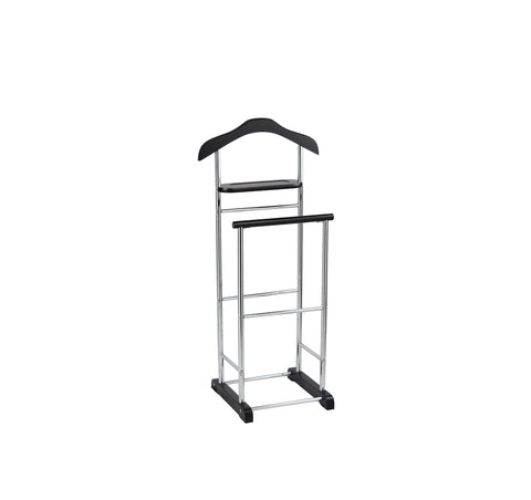Proman Product Twin Valet with Wooden Hanger Tray & Trouser Bar, Black