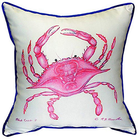 Betsy Drake Pink Crab Pillow, 18" x 18"