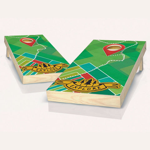 Skip's Garage Explore Cornhole Set - 2x4 Boards (All Weather Bags) - Include Carry Case