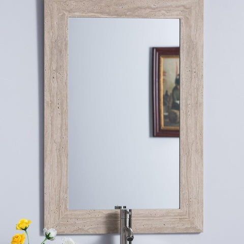 Bellaterra Home Single Sink Vanity, Stone, 24x36, Mirror Cabinet