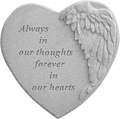 Oakestry 8905 Winged Heart Always in Our Thoughts Decorative Stone, Embossed Patterns, Artistic Designs Enhance Beauty and Elegance for Garden Beds, Memorials
