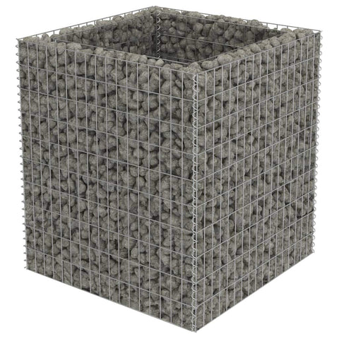 vidaXL Gabion Raised Bed in Galvanized Steel 35.4"x35.4"x39.4" – Rustproof, Weather-Resistant, High Load Capacity - Perfect Garden Patio Planter with Sturdy Grid - Silver