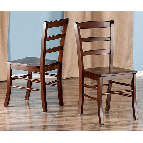 Oakestry Wood Benjamin Seating Two Ladder Back Chairs Walnut