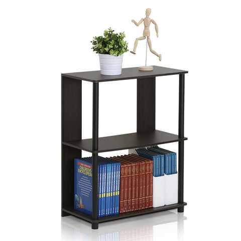Furinno JAYA Simple Design 3-Tier Bookcase / Bookshelf / Display Rack, Plastic Tubes, Walnut