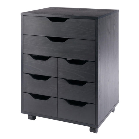 Winsome Norfolk Cabinet with 2 Drawers and 6 Bins in Black Finish