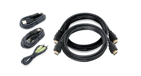 IOGEAR Dual View HDMI, USB KVM Cable Kit with Audio (TAA), 6-Foot G2L8202UTAA3