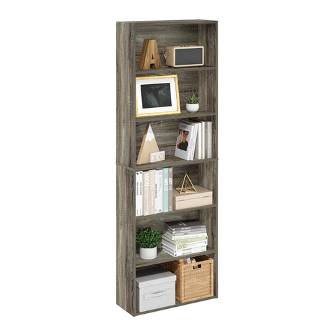 Furinno Jaya Simply Home Free Standing 6-Tier Open Storage Bookcase, French Oak