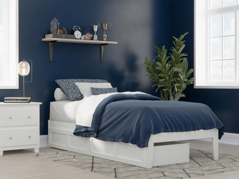 AFI, Colorado Twin XL Platform Bed with 2 Storage Drawers, White