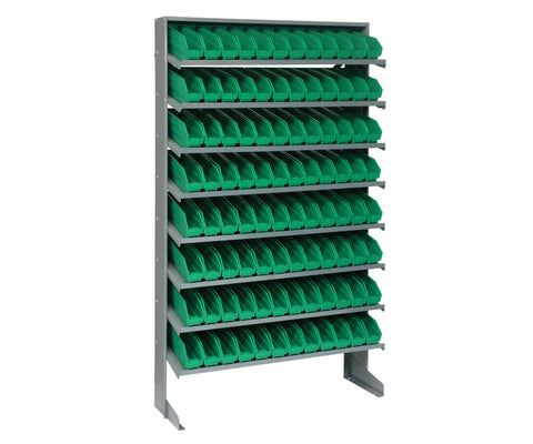 Quantum Storage Systems QPRS-100GN Solid Single Sided 8 Shelves 96 Economy Green Bins 60" H x 36" W x 12" D