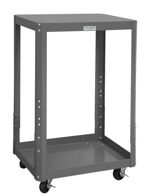 Mobile MT Workbench 24 x 36 2 Adjustable Shelves 16 Gauge Steel 1000 lbs. Capacity 3 x 1-1/4 Polyolefin Casters - (4) Swivel with side brakes Gloss Powder Paint Gray