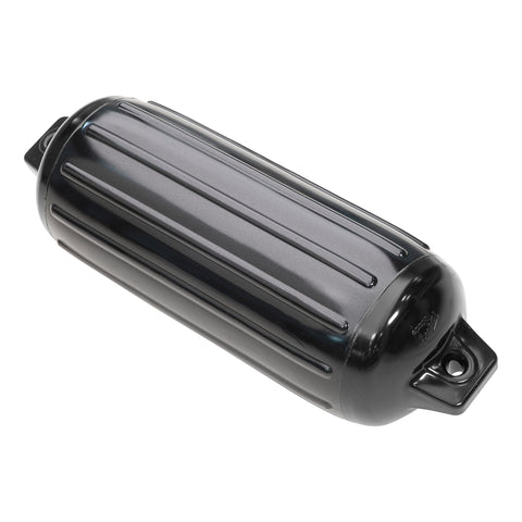 Taylor Made Super Gard Boat Fender, Black Onyx (8.5" x 26") Double-Molded Ends, Ribbed Technology to Minimize Roll, Rubber Football Needle Inflation Valve, Marine-Grade Vinyl, 5/8" Eyelets - 952824