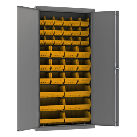 Durham 14 Gauge Welded Steel Flush Door Style Storage Cabinet with 36 Bins, 3602-BLP-36-95, 18" Length x 36" Width x 72" Height