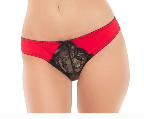 Red Simple Fantasy Crotchless Panty