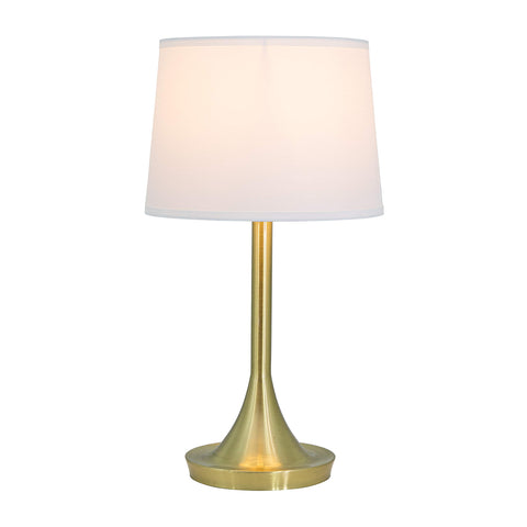 Yosemite Home Decor Bryce 1-Light Table Lamp in Brushed Gold with White Fabric Shade