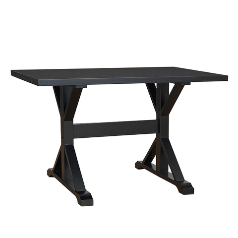 Carolina Chair & Table Brio X-Shaped Trestle Base Rectangular Writing Desk - Freestanding Multi-Step Finish Wooden Desk - Contemporary Home Furniture for Office, Dormitory, Living Room (Antique Black)