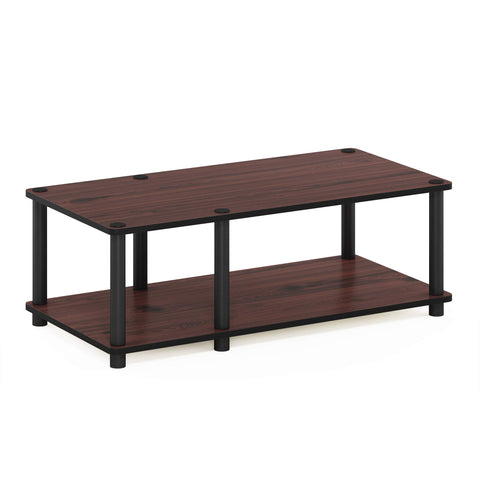 Furinno JUST TV Stand, 2-Tier No Tools Mid Entertainment Center with Open Shelf, TV Console for TV up to 46 Inch with Tubes, for Living Room, Bedroom, Dark Cherry