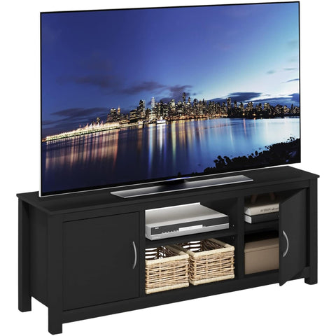 Oakestry Classic TV Stand with Storage for TVs up to 65 Inch, Americano Finish, Entertainment Center with Cabinets & Adjustable Shelves