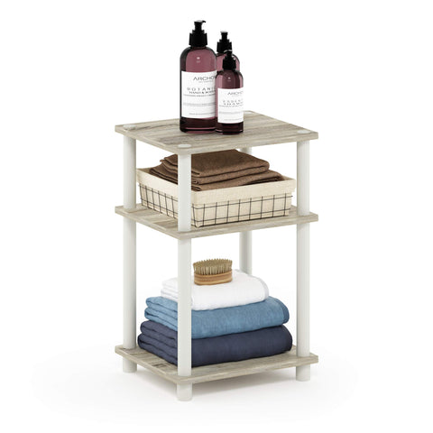 Furinno JUST Side Table, 3-Tier End Table, Open Shelves Night Stand, Bedside Table, Toolless Assembly, for Living Room, Bedroom, Bathroom, Sonoma Oak