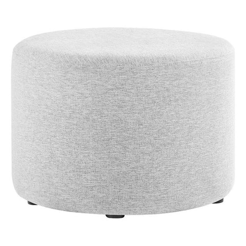 Modway Callum 23 Inch Round Ottoman in Heathered Weave Light Gray, Woven Heathered Fabric - Ottoman Side Table, Small Ottoman Coffee Table - Accent Table or Footrest Ottoman