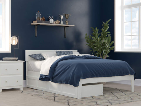 AFI, Boston Bed, Full with Underbed Drawers, White