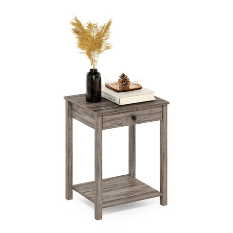 Furinno Classic Side Table with Drawer Rustic Oak