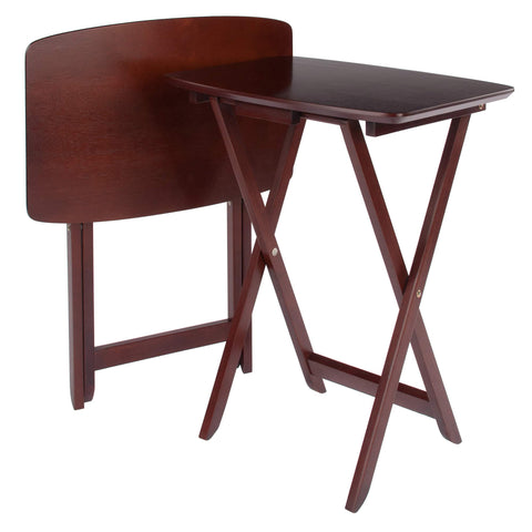 Winsome Darlene Set of 2 Foldable Snack Tables, 26" in Walnut, Easy to Store Portable Fold Up Table Set for Kitchen, Living Room TV Dining, Crafts, Puzzles, Work From Home