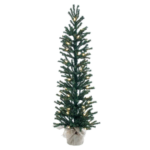 Vickerman 3' Mini Pine Artificial Christmas Tree, Warm White Italian LED Mini Lights, Seasonal Indoor Home Decor with Decorative Burlap Base